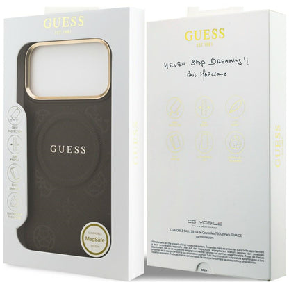 Custodia MagSafe per Apple iPhone 18 Pro Max / 17 Pro Max, Guess, Saffiano Peony Ring, Marrone