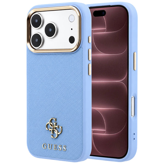 Custodia MagSafe per Apple iPhone 18 Pro Max / 17 Pro Max, Guess, Saffiano Small 4G Classic, Blu