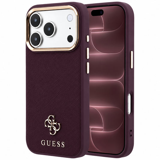 Custodia MagSafe per Apple iPhone 18 Pro Max / 17 Pro Max, Guess, Saffiano Small 4G Classic, Vinaccia