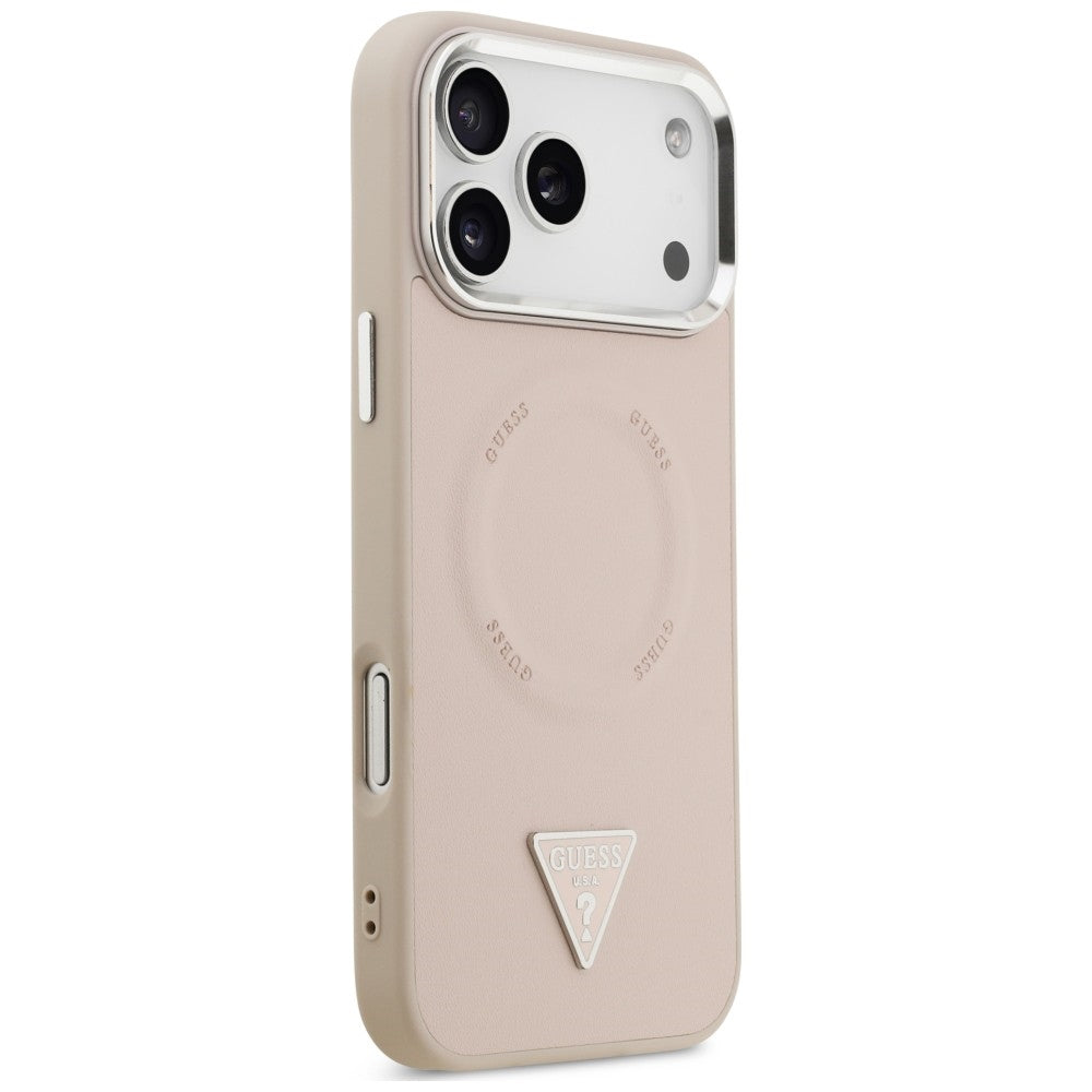 Custodia MagSafe per Apple iPhone 18 Pro Max / 17 Pro Max, Guess, Triangle Logo, Rosa