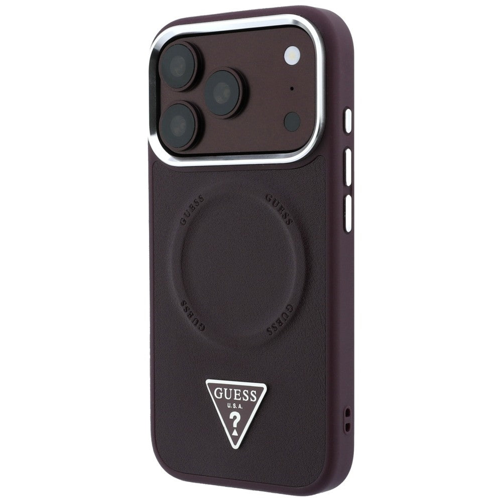Custodia MagSafe per Apple iPhone 18 Pro Max / 17 Pro Max, Guess, Triangle Logo, bordeaux