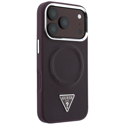 Custodia MagSafe per Apple iPhone 18 Pro Max / 17 Pro Max, Guess, Triangle Logo, bordeaux