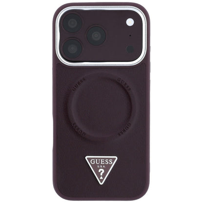 Custodia MagSafe per Apple iPhone 18 Pro Max / 17 Pro Max, Guess, Triangle Logo, bordeaux