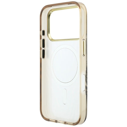 Custodia MagSafe per Apple iPhone 18 Pro Max / 17 Pro Max, Guess, Logo Triangolo Glitter Zebra, Dorata