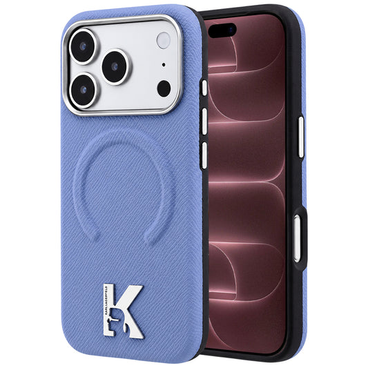 Custodia MagSafe per Apple iPhone 18 Pro Max / 17 Pro Max, Karl Lagerfeld, Grained Embossed Ring, Blu