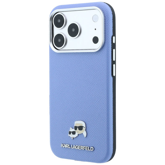 Custodia MagSafe per Apple iPhone 18 Pro Max / 17 Pro Max, Karl Lagerfeld, Grained Karl & Choupette Head's Metal, Bleu