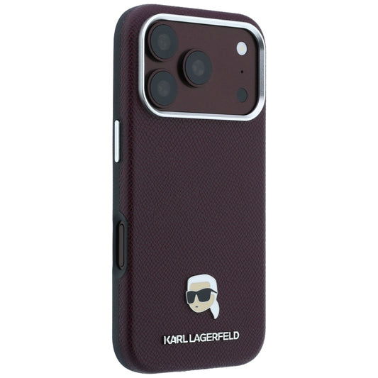 Custodia MagSafe per Apple iPhone 18 Pro Max / 17 Pro Max, Karl Lagerfeld, Metallo Testa Karl Grana, Vinaccia