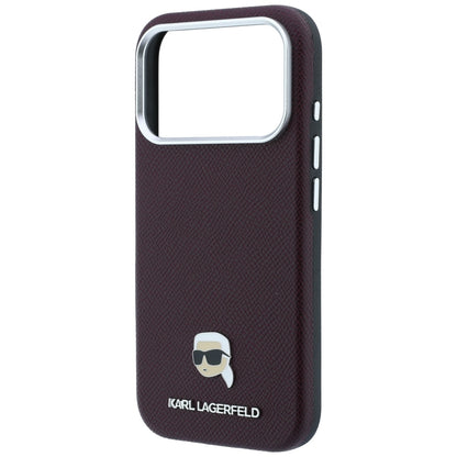Custodia MagSafe per Apple iPhone 18 Pro Max / 17 Pro Max, Karl Lagerfeld, Metallo Testa Karl Grana, Vinaccia