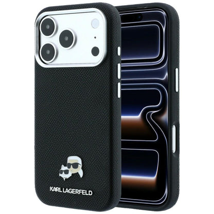 Custodia MagSafe per Apple iPhone 18 Pro Max / 17 Pro Max, Karl Lagerfeld, Grained KC Heads, Nera