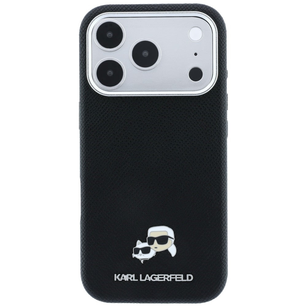 Custodia MagSafe per Apple iPhone 18 Pro Max / 17 Pro Max, Karl Lagerfeld, Grained KC Heads, Nera