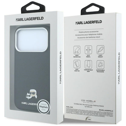 Custodia MagSafe per Apple iPhone 18 Pro Max / 17 Pro Max, Karl Lagerfeld, Grained KC Heads, Nera