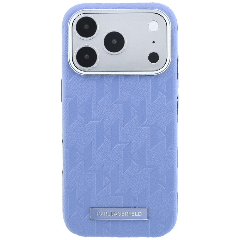 Custodia MagSafe per Apple iPhone 18 Pro Max / 17 Pro Max, Karl Lagerfeld, Logo in resina monocromatica granulata, Blu