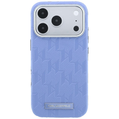Custodia MagSafe per Apple iPhone 18 Pro Max / 17 Pro Max, Karl Lagerfeld, Logo in resina monocromatica granulata, Blu