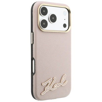 Custodia MagSafe per Apple iPhone 18 Pro Max / 17 Pro Max, Karl Lagerfeld, Grained Resin Sign Logo, Rosa
