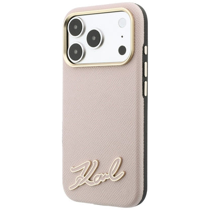 Custodia MagSafe per Apple iPhone 18 Pro Max / 17 Pro Max, Karl Lagerfeld, Grained Resin Sign Logo, Rosa