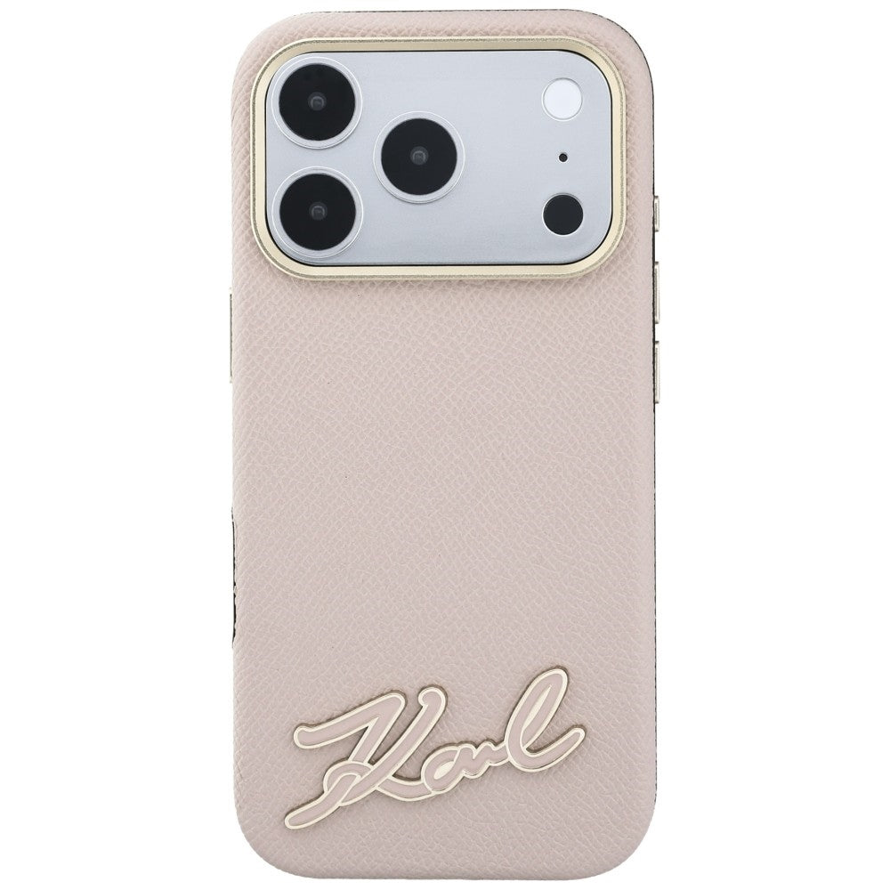 Custodia MagSafe per Apple iPhone 18 Pro Max / 17 Pro Max, Karl Lagerfeld, Grained Resin Sign Logo, Rosa