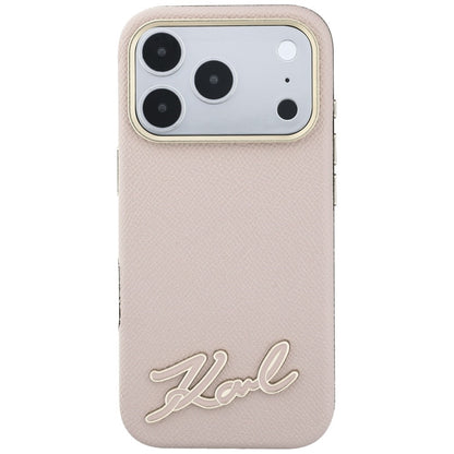 Custodia MagSafe per Apple iPhone 18 Pro Max / 17 Pro Max, Karl Lagerfeld, Grained Resin Sign Logo, Rosa