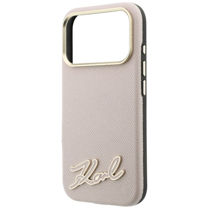 Custodia MagSafe per Apple iPhone 18 Pro Max / 17 Pro Max, Karl Lagerfeld, Grained Resin Sign Logo, Rosa