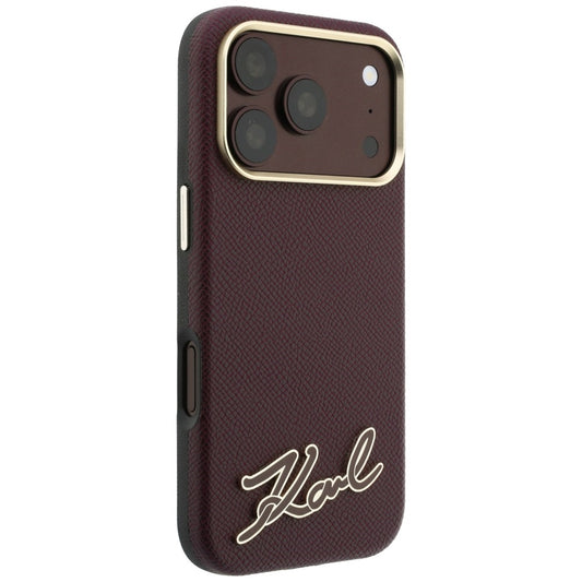Custodia MagSafe per Apple iPhone 18 Pro Max / 17 Pro Max, Karl Lagerfeld, Logo in Resina Granulata, Vinaccia