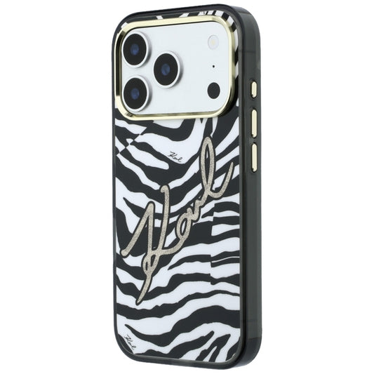 Custodia MagSafe per Apple iPhone 18 Pro Max / 17 Pro Max, Karl Lagerfeld, HC IML Signature Zebra Glitter Gold, Nera