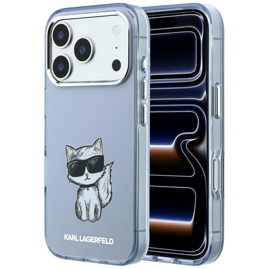Custodia MagSafe per Apple iPhone 18 Pro Max / 17 Pro Max, Karl Lagerfeld, IML Choupette Body Sketch Print, Blu