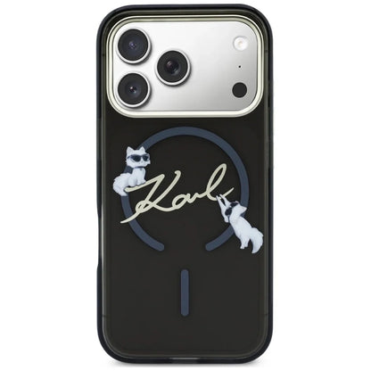 Custodia MagSafe per Apple iPhone 18 Pro Max / 17 Pro Max, Karl Lagerfeld, IML Choupette Karl Script Logo, Nera