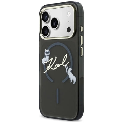 Custodia MagSafe per Apple iPhone 18 Pro Max / 17 Pro Max, Karl Lagerfeld, IML Choupette Karl Script Logo, Nera