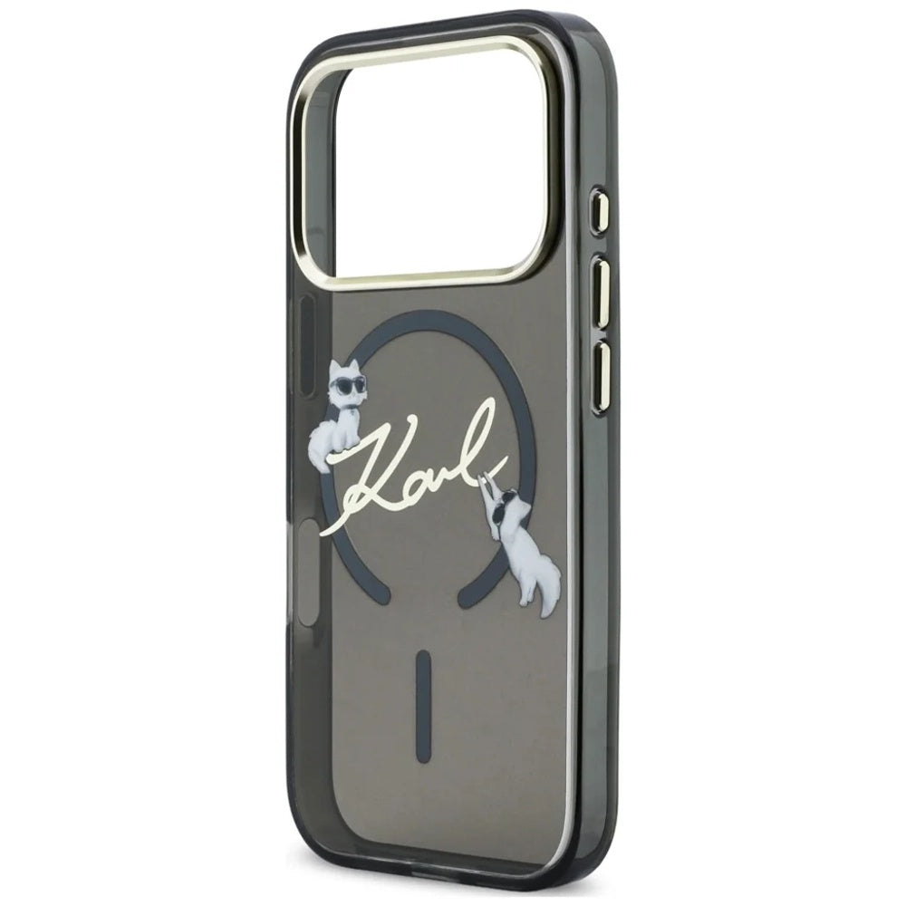 Custodia MagSafe per Apple iPhone 18 Pro Max / 17 Pro Max, Karl Lagerfeld, IML Choupette Karl Script Logo, Nera
