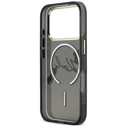 Custodia MagSafe per Apple iPhone 18 Pro Max / 17 Pro Max, Karl Lagerfeld, IML Choupette Karl Script Logo, Nera
