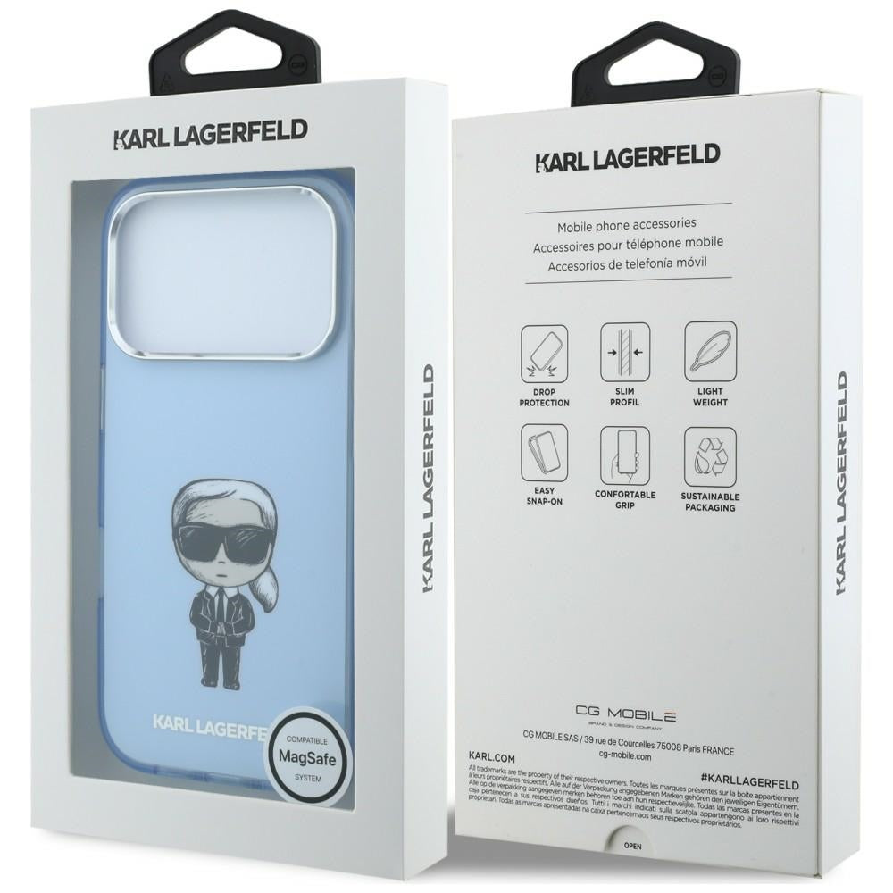 Custodia MagSafe per Apple iPhone 18 Pro Max / 17 Pro Max, Karl Lagerfeld, IML Ikonik Sketch Print, Blu