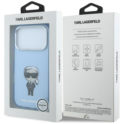 Custodia MagSafe per Apple iPhone 18 Pro Max / 17 Pro Max, Karl Lagerfeld, IML Ikonik Sketch Print, Blu