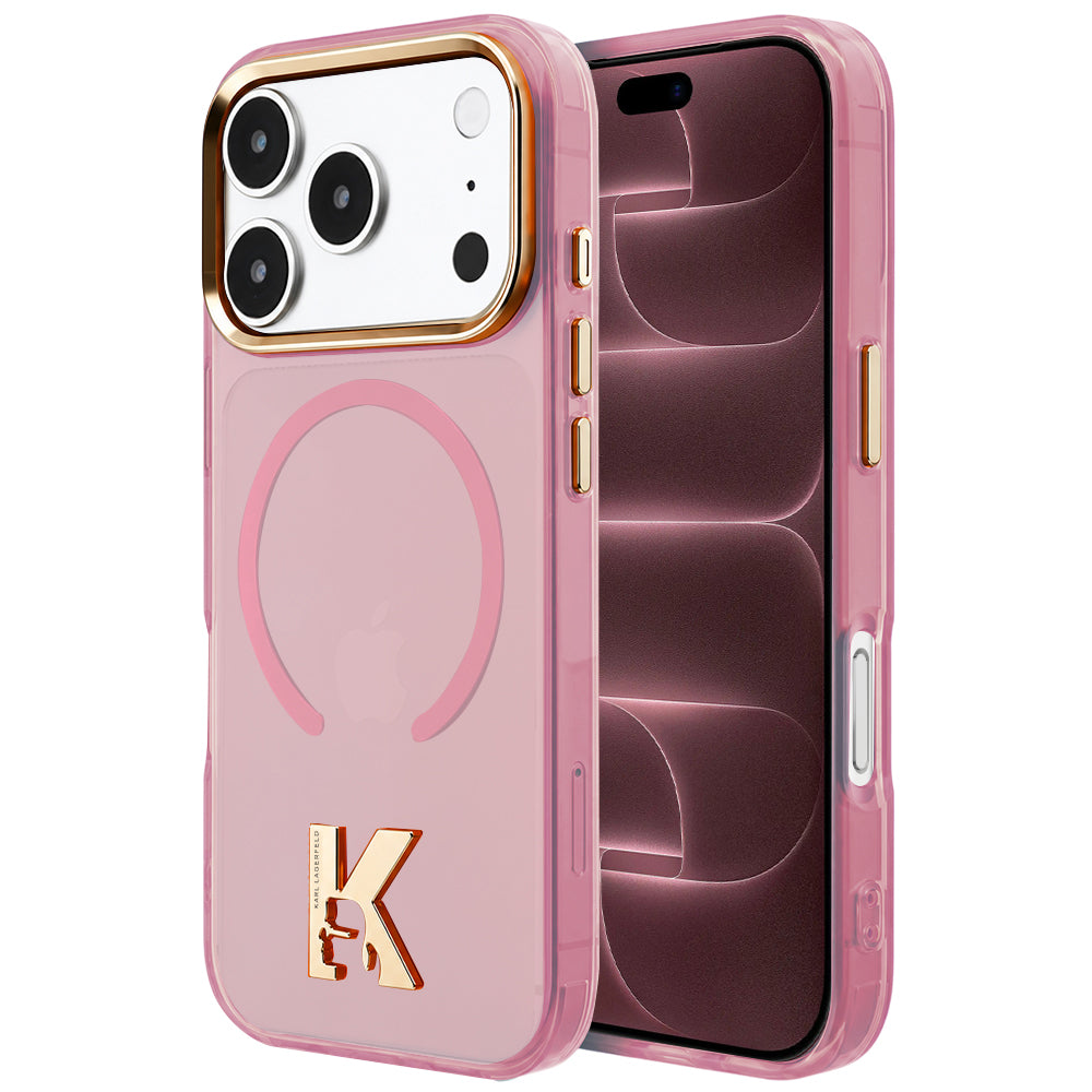 Custodia MagSafe per Apple iPhone 18 Pro Max / 17 Pro Max, Karl Lagerfeld, IML Karl Head Logo, rosa