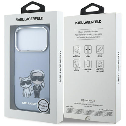 Custodia MagSafe per Apple iPhone 18 Pro Max / 17 Pro Max, Karl Lagerfeld, IML KC Bodies Sketch Print, Blu