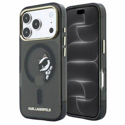 Custodia MagSafe per Apple iPhone 18 Pro Max / 17 Pro Max, Karl Lagerfeld, IML Peekaboo Print e Cornice Metallica, Nera