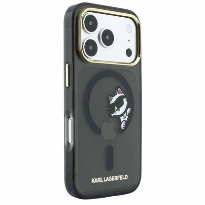 Custodia MagSafe per Apple iPhone 18 Pro Max / 17 Pro Max, Karl Lagerfeld, IML Peekaboo Print e Cornice Metallica, Nera