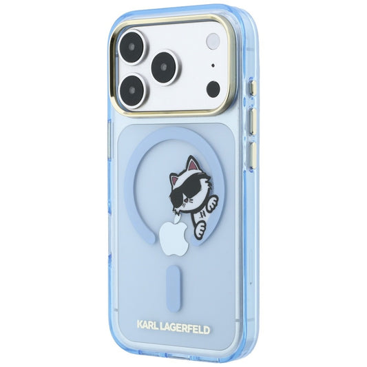 Custodia MagSafe per Apple iPhone 18 Pro Max / 17 Pro Max, Karl Lagerfeld, IML Peekaboo Print and Metal Frame, blu
