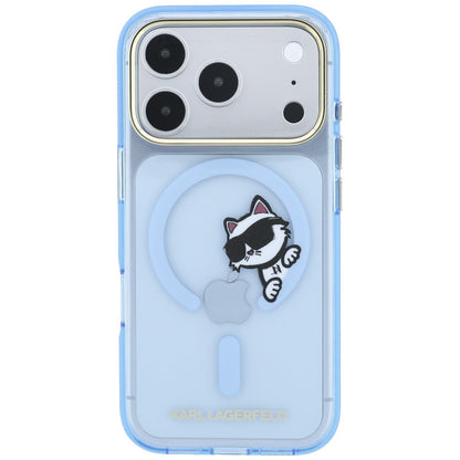 Custodia MagSafe per Apple iPhone 18 Pro Max / 17 Pro Max, Karl Lagerfeld, IML Peekaboo Print and Metal Frame, blu