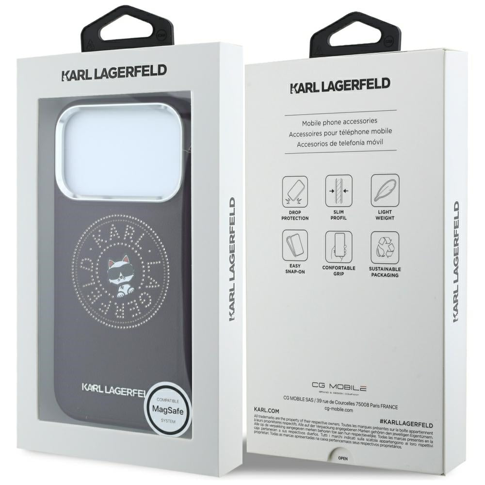 Custodia MagSafe per Apple iPhone 18 Pro Max / 17 Pro Max, Karl Lagerfeld, Point and Choupette Sketch, Vinaccia