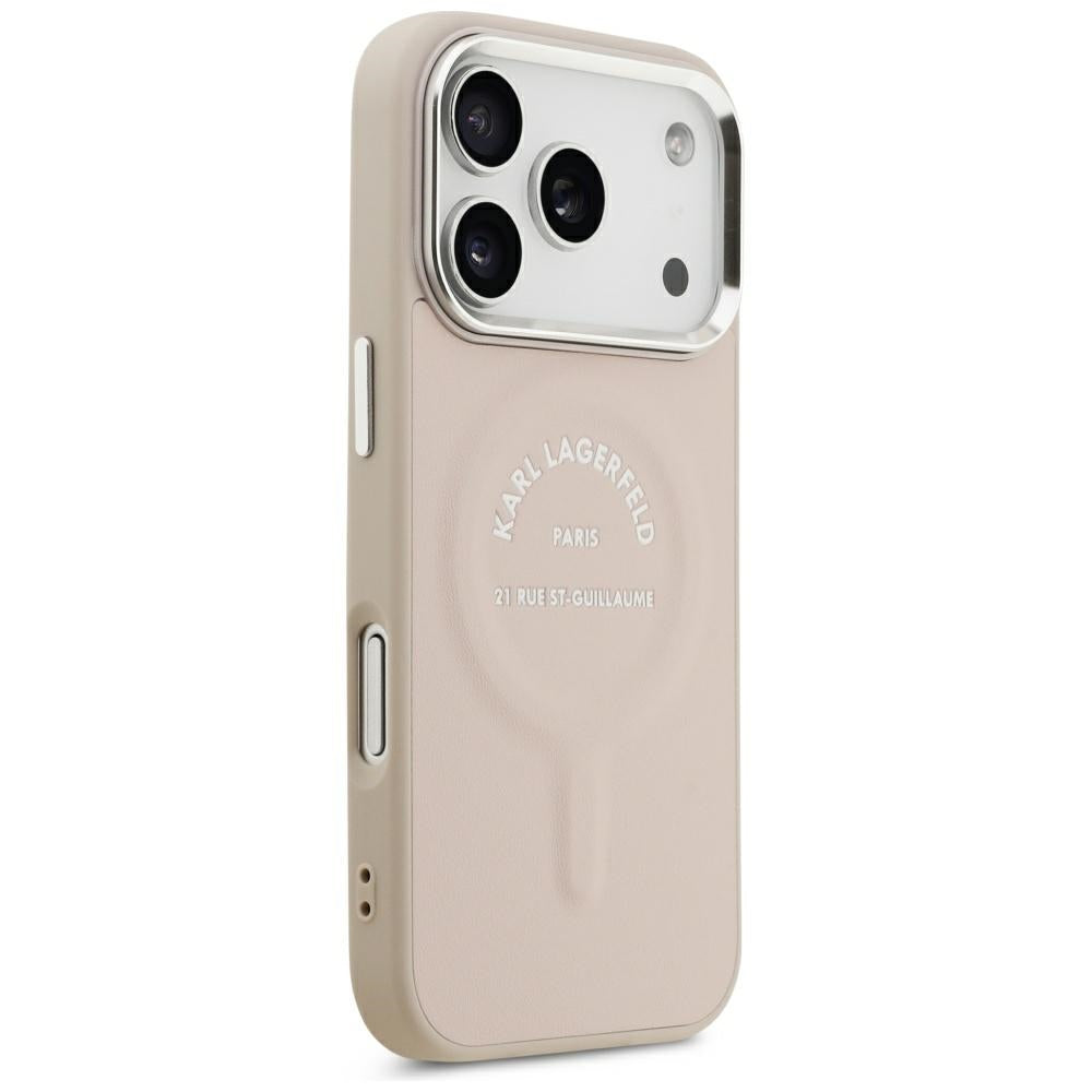 Custodia MagSafe per Apple iPhone 18 Pro Max / 17 Pro Max, Karl Lagerfeld, Anello Karl RSG Logo, Rosa