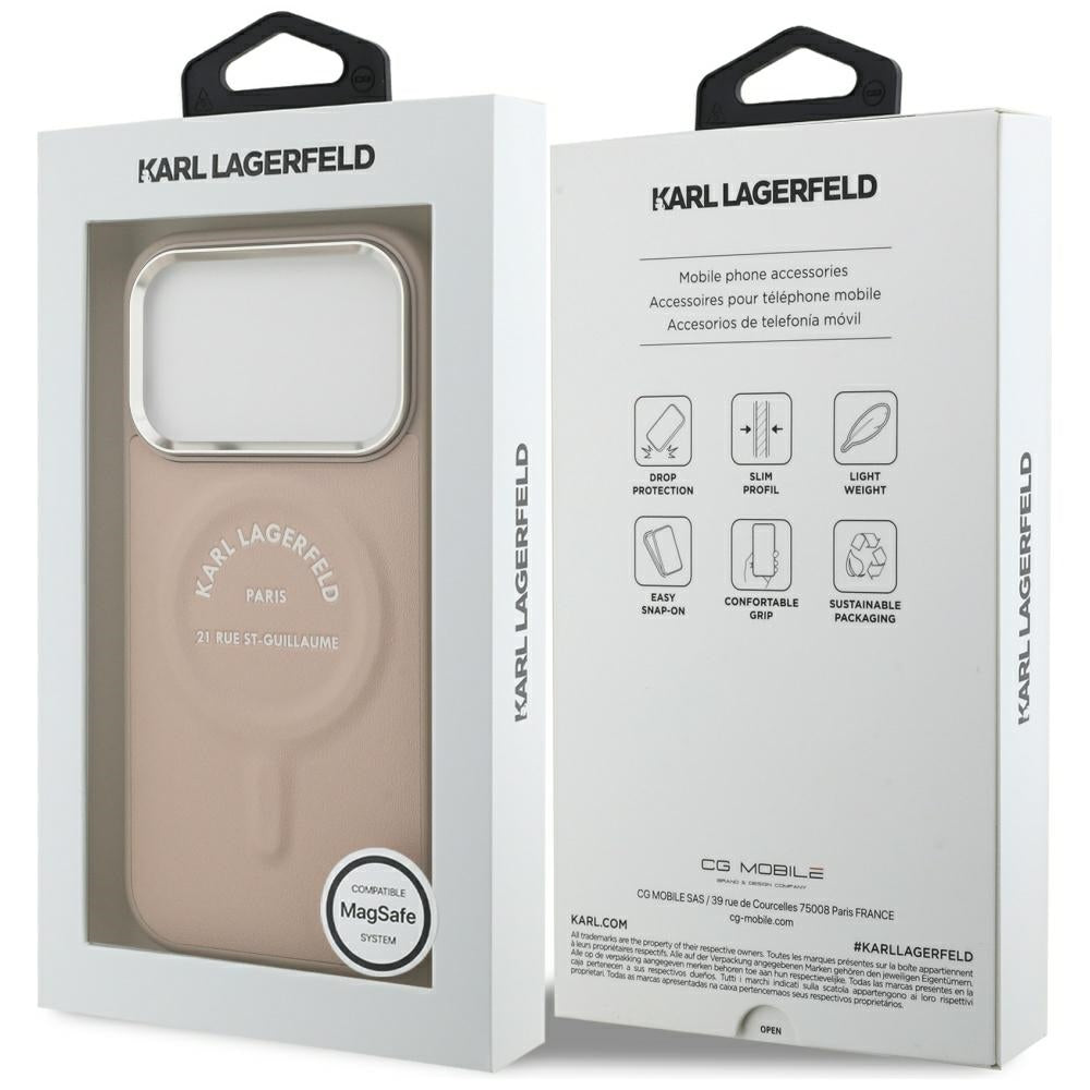 Custodia MagSafe per Apple iPhone 18 Pro Max / 17 Pro Max, Karl Lagerfeld, Anello Karl RSG Logo, Rosa