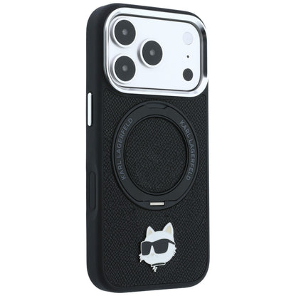 Custodia MagSafe per Apple iPhone 18 Pro Max / 17 Pro Max, Karl Lagerfeld, Ring Stand 360 Choupette Pin, nera