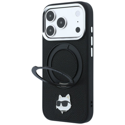 Custodia MagSafe per Apple iPhone 18 Pro Max / 17 Pro Max, Karl Lagerfeld, Ring Stand 360 Choupette Pin, nera