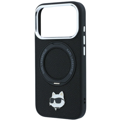 Custodia MagSafe per Apple iPhone 18 Pro Max / 17 Pro Max, Karl Lagerfeld, Ring Stand 360 Choupette Pin, nera