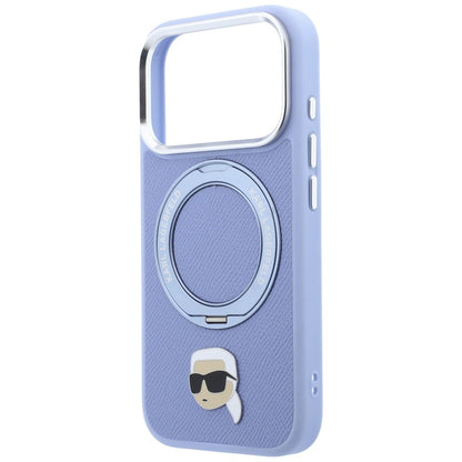Custodia MagSafe per Apple iPhone 18 Pro Max / 17 Pro Max, Karl Lagerfeld, Ring Stand 360 Karl Pin, bluette