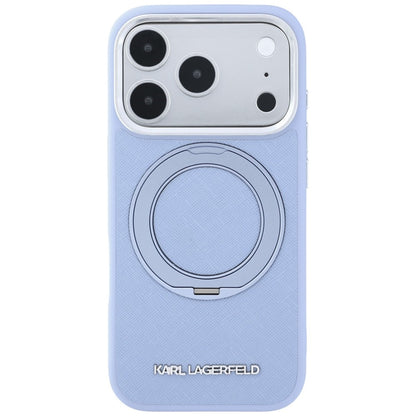 Custodia MagSafe per Apple iPhone 18 Pro Max / 17 Pro Max, Karl Lagerfeld, Ring Stand 360 Saffiano, Blu