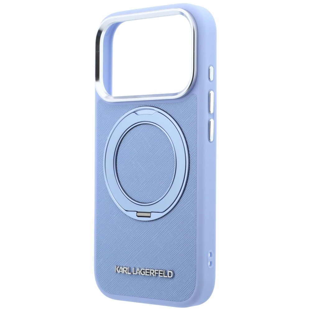 Custodia MagSafe per Apple iPhone 18 Pro Max / 17 Pro Max, Karl Lagerfeld, Ring Stand 360 Saffiano, Blu