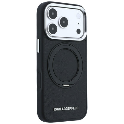 Custodia MagSafe per Apple iPhone 18 Pro Max / 17 Pro Max, Karl Lagerfeld, Ring Stand 360 Saffiano, Nera