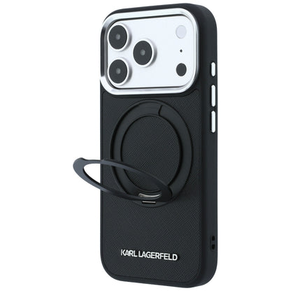 Custodia MagSafe per Apple iPhone 18 Pro Max / 17 Pro Max, Karl Lagerfeld, Ring Stand 360 Saffiano, Nera