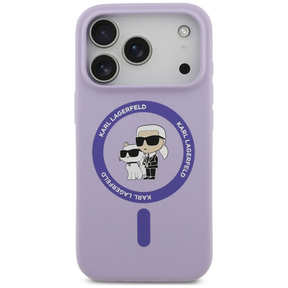 Custodia MagSafe per Apple iPhone 18 Pro Max / 17 Pro Max, Karl Lagerfeld, Silicone Ring Karl & Choupette, Viola
