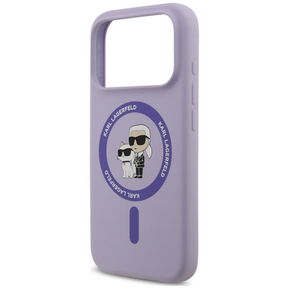 Custodia MagSafe per Apple iPhone 18 Pro Max / 17 Pro Max, Karl Lagerfeld, Silicone Ring Karl & Choupette, Viola